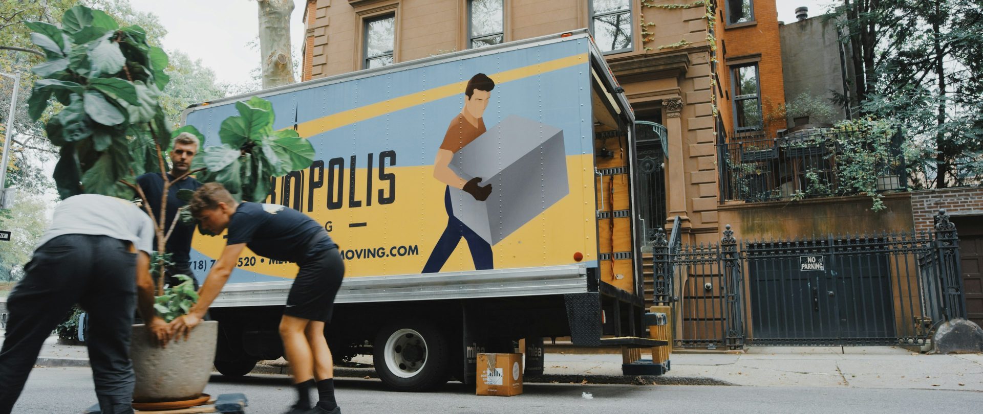 Moving van being unloaded