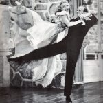 Fred Astaire & Ginger Rogers dancing Ginger joyously up in the air in "Carefree", 1938