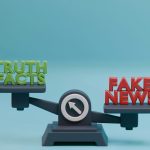 Scale with the words "Truth Facts" on one side and "Fake News" on the other. It may be an error, but the Fake News appears heavier on the scale, but the center arrow points at "Truth Facts"... but you get the idea (I think)