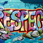 Bold Graffiti "Respect" set against a stylized comic shoreline.