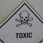 "Toxic" warning sign with skull and crossbones
